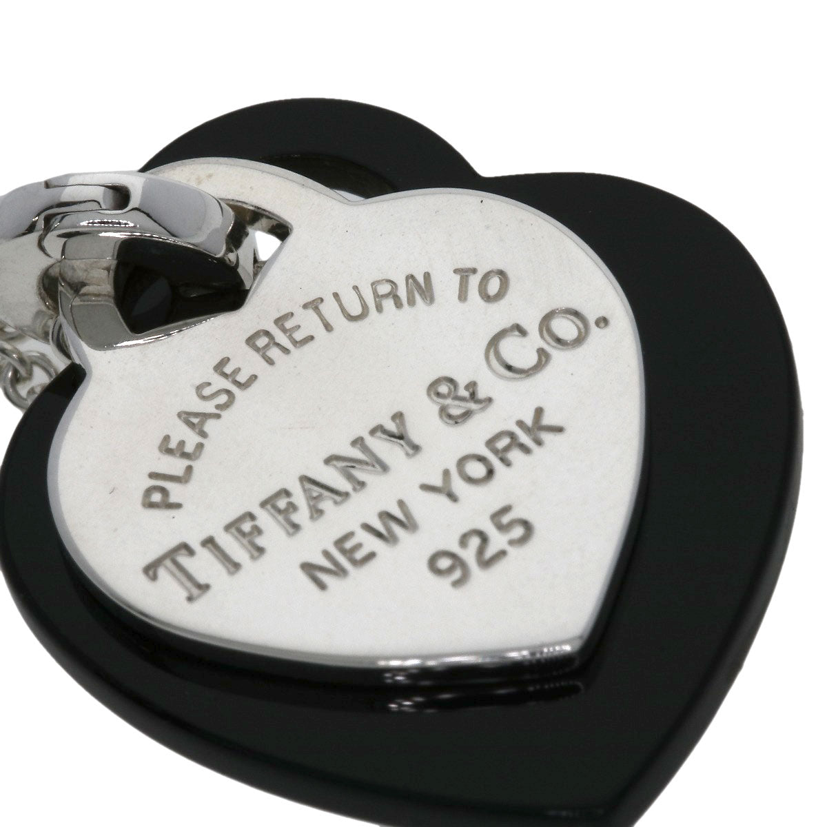 Tiffany&Co. Necklace Sv Silver Return To Double Heart Onyx