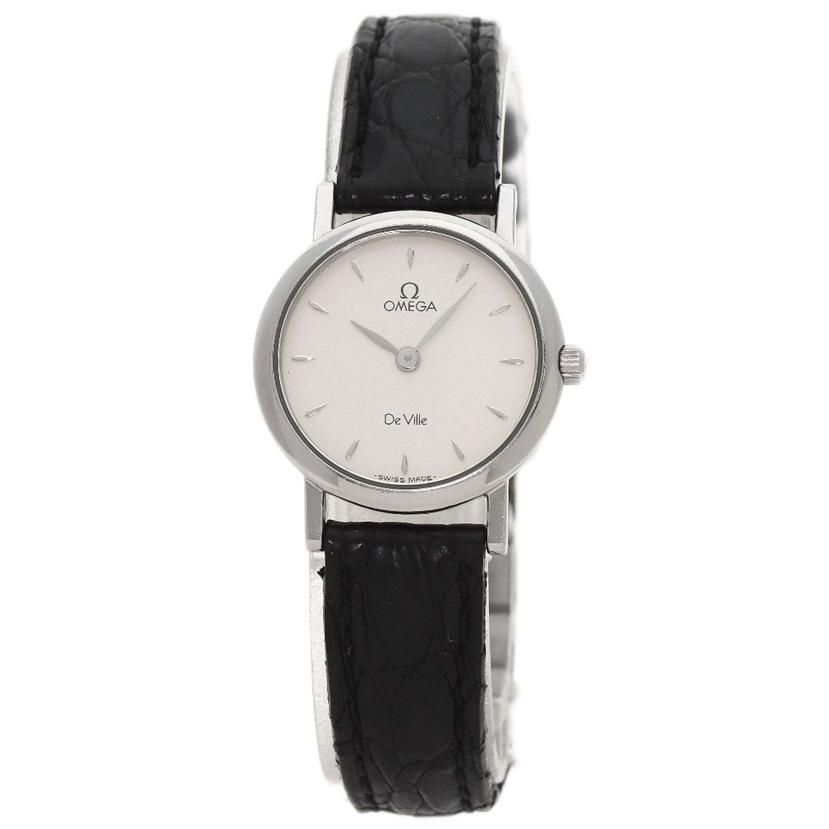 Omega Watches Quartz Stainless Steel, Leather Silver De Ville Silver Dial Women