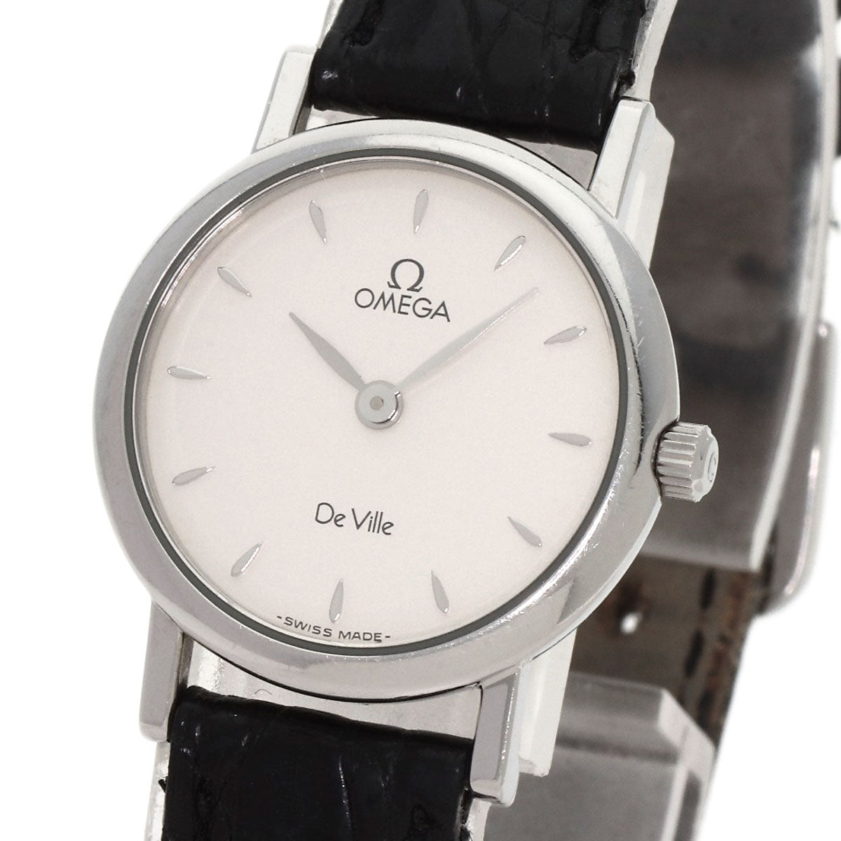 Omega Watches Quartz Stainless Steel, Leather Silver De Ville Silver Dial Women