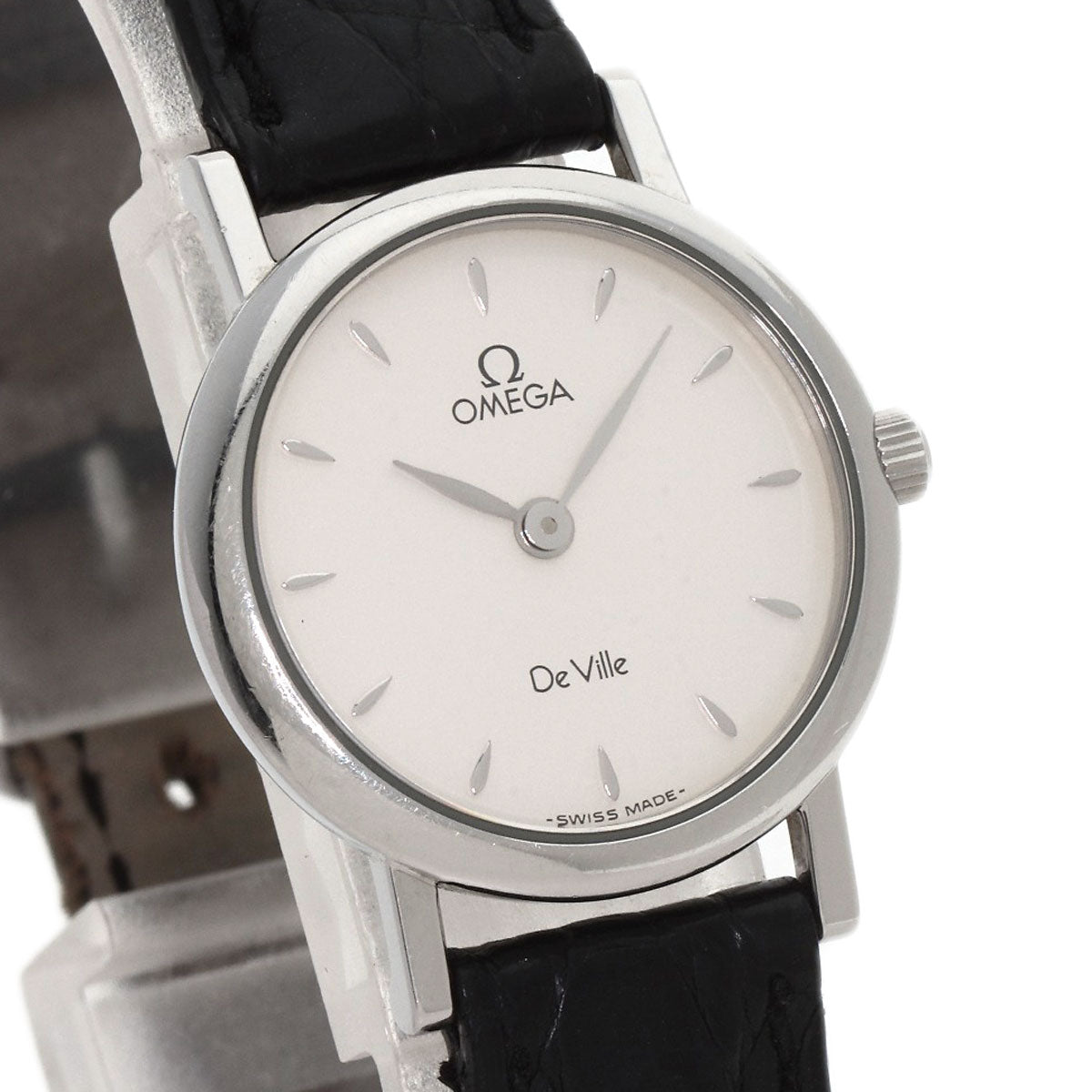 Omega Watches Quartz Stainless Steel, Leather Silver De Ville Silver Dial Women