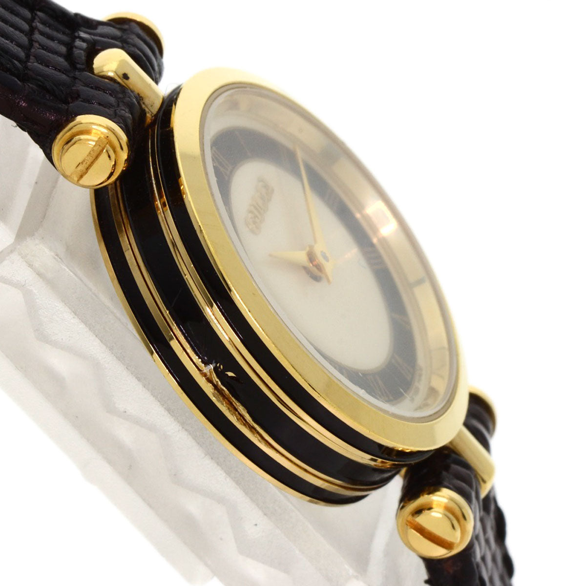 Gucci Watches Quartz Gold Plated, Leather Gold Sherry Line Ivory Dial Women