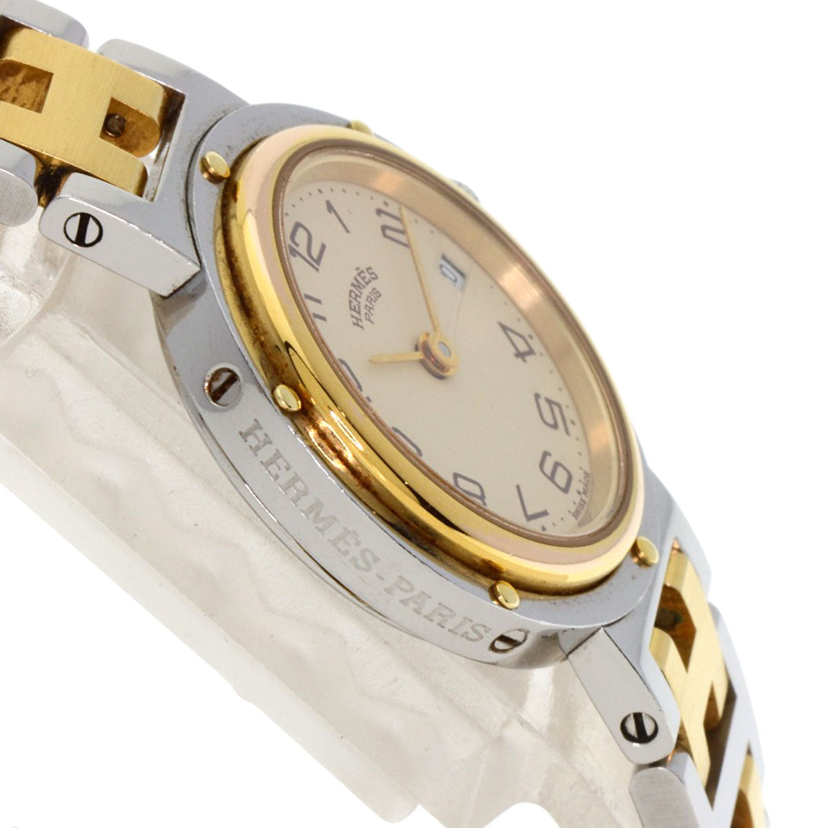 Hermes Watches Quartz Stainless Steel , Ssxgp Gold Clipper Old Buckle Ivory Dial Women
