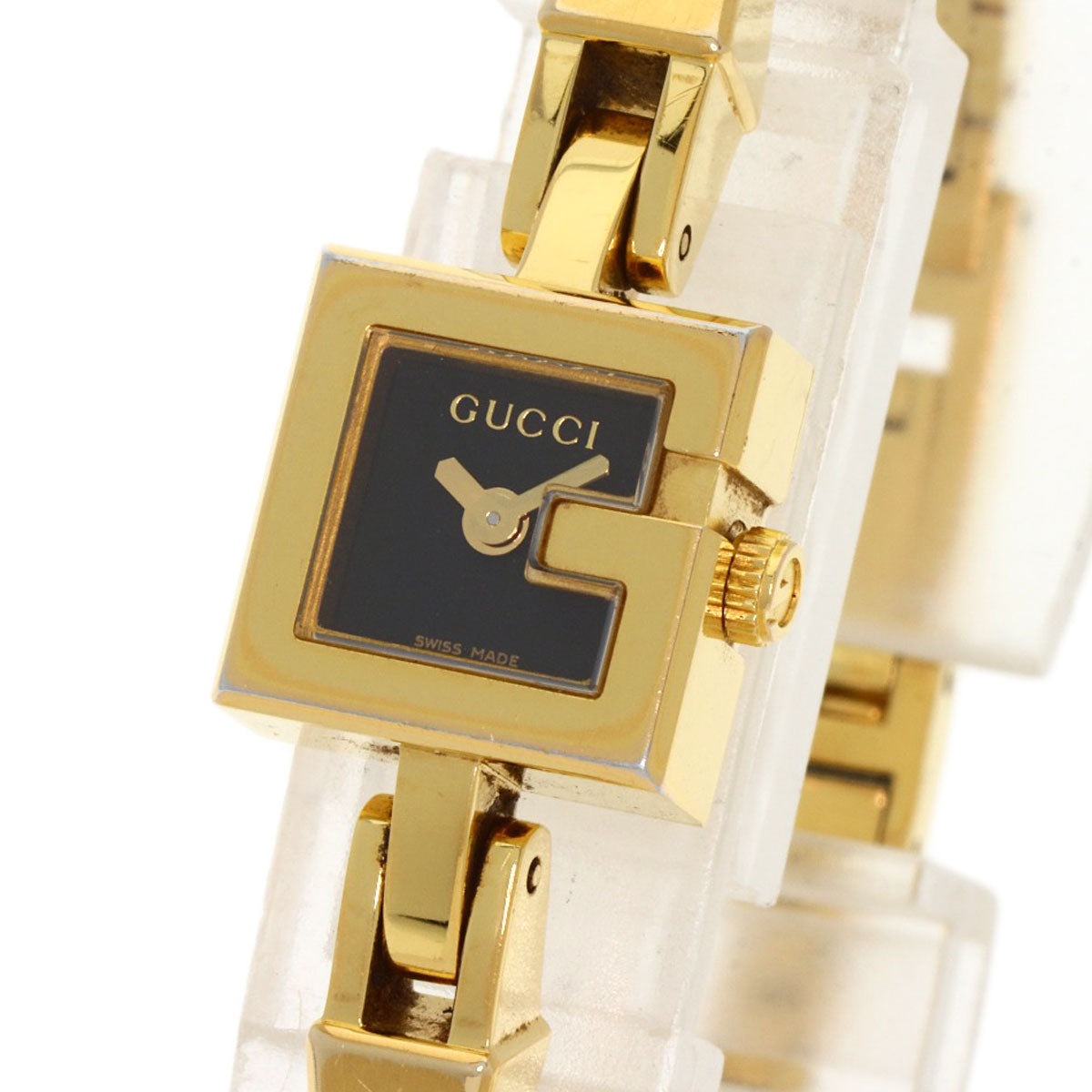 Gucci Watches Quartz 102 Gold Plated , Gold Plated Gold G Mini Black Dial Women
