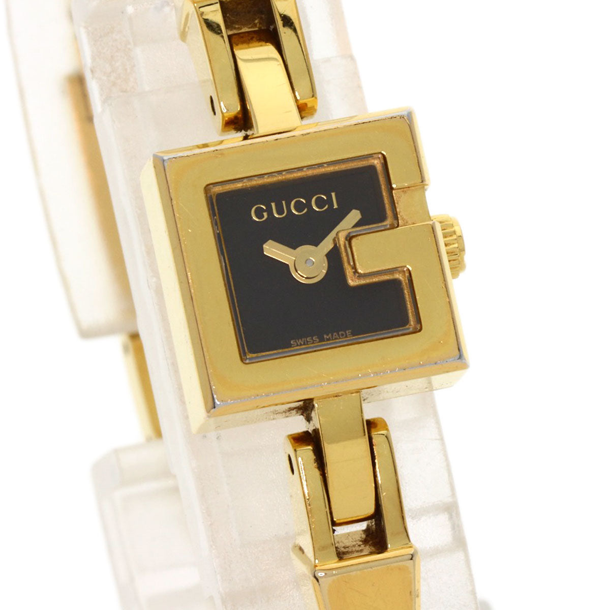 Gucci Watches Quartz 102 Gold Plated , Gold Plated Gold G Mini Black Dial Women