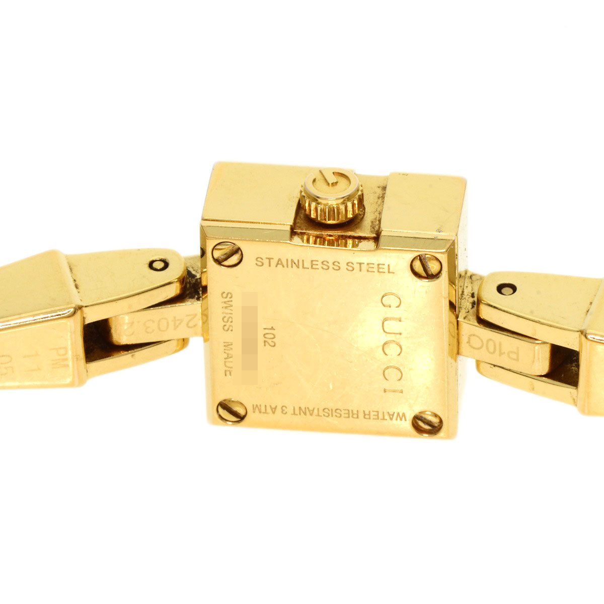 Gucci Watches Quartz 102 Gold Plated , Gold Plated Gold G Mini Black Dial Women