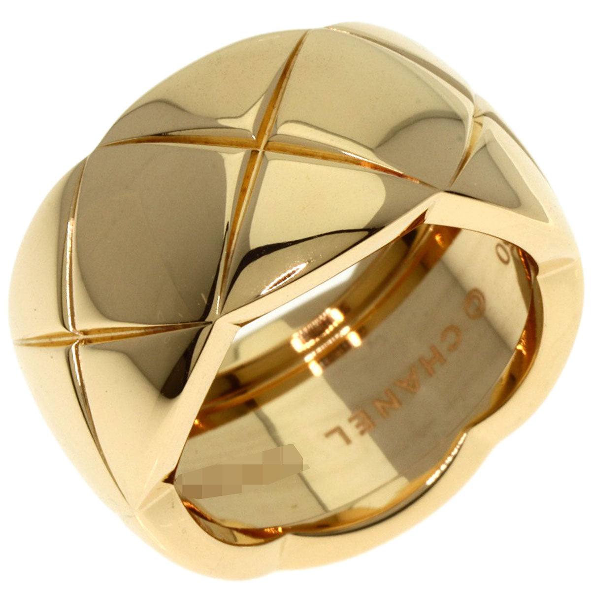 Chanel Ring 18K Yellow Gold Silver Coco Crush Large #50 Women