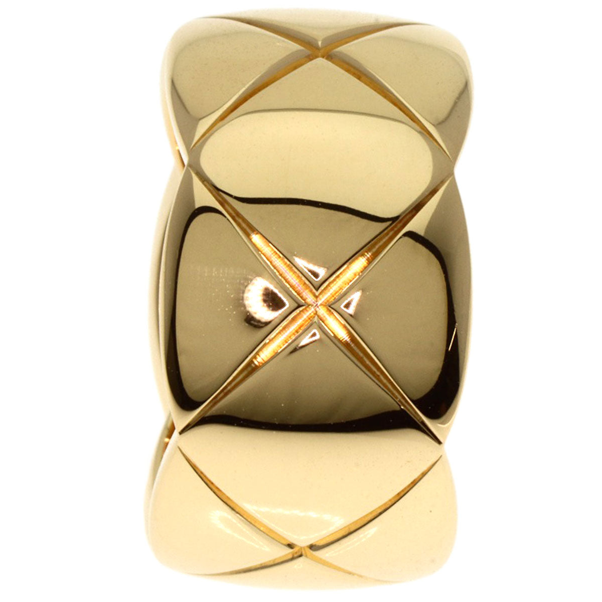 Chanel Ring 18K Yellow Gold Silver Coco Crush Large #50 Women