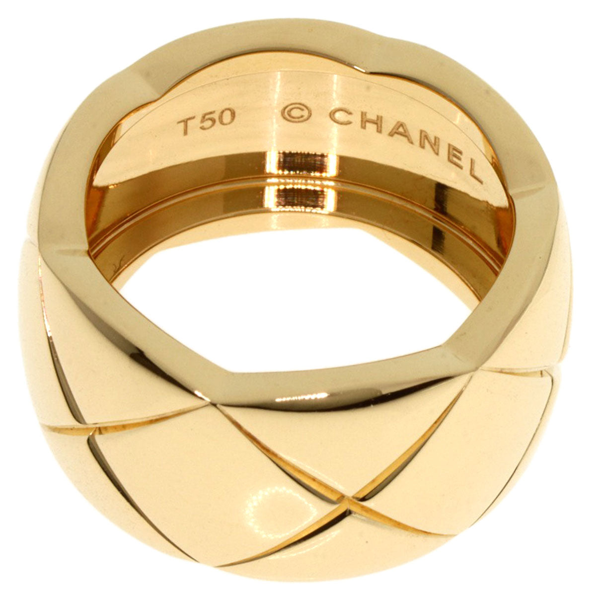 Chanel Ring 18K Yellow Gold Silver Coco Crush Large #50 Women
