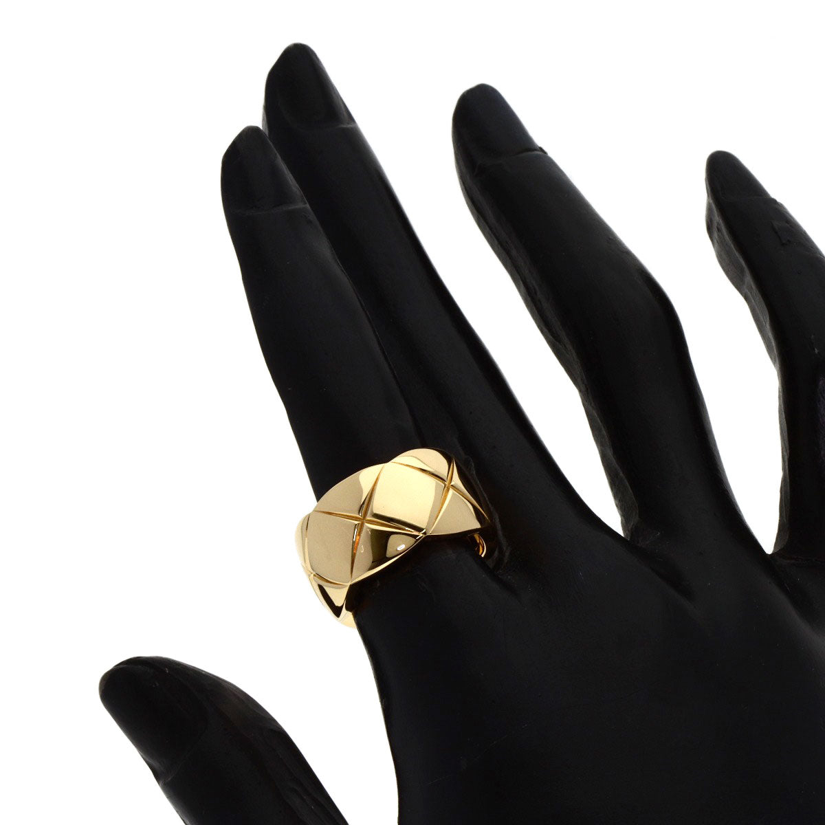 Chanel Ring 18K Yellow Gold Silver Coco Crush Large #50 Women