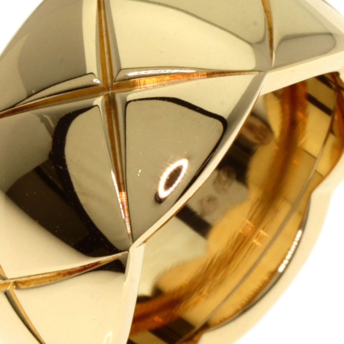 Chanel Ring 18K Yellow Gold Silver Coco Crush Large #50 Women