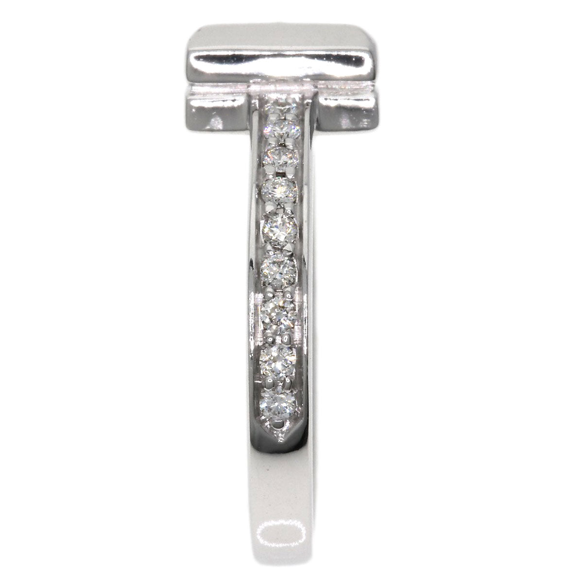 Tiffany&Co. Ring K18Wg Silver T One Half Diamond Women