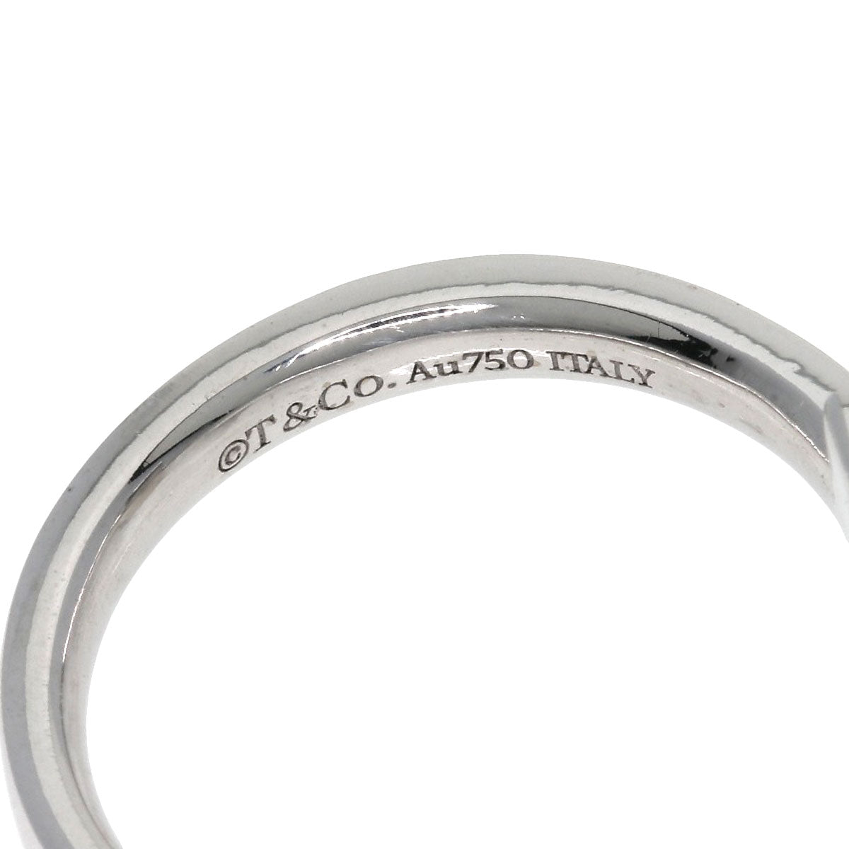 Tiffany&Co. Ring K18Wg Silver T One Half Diamond Women