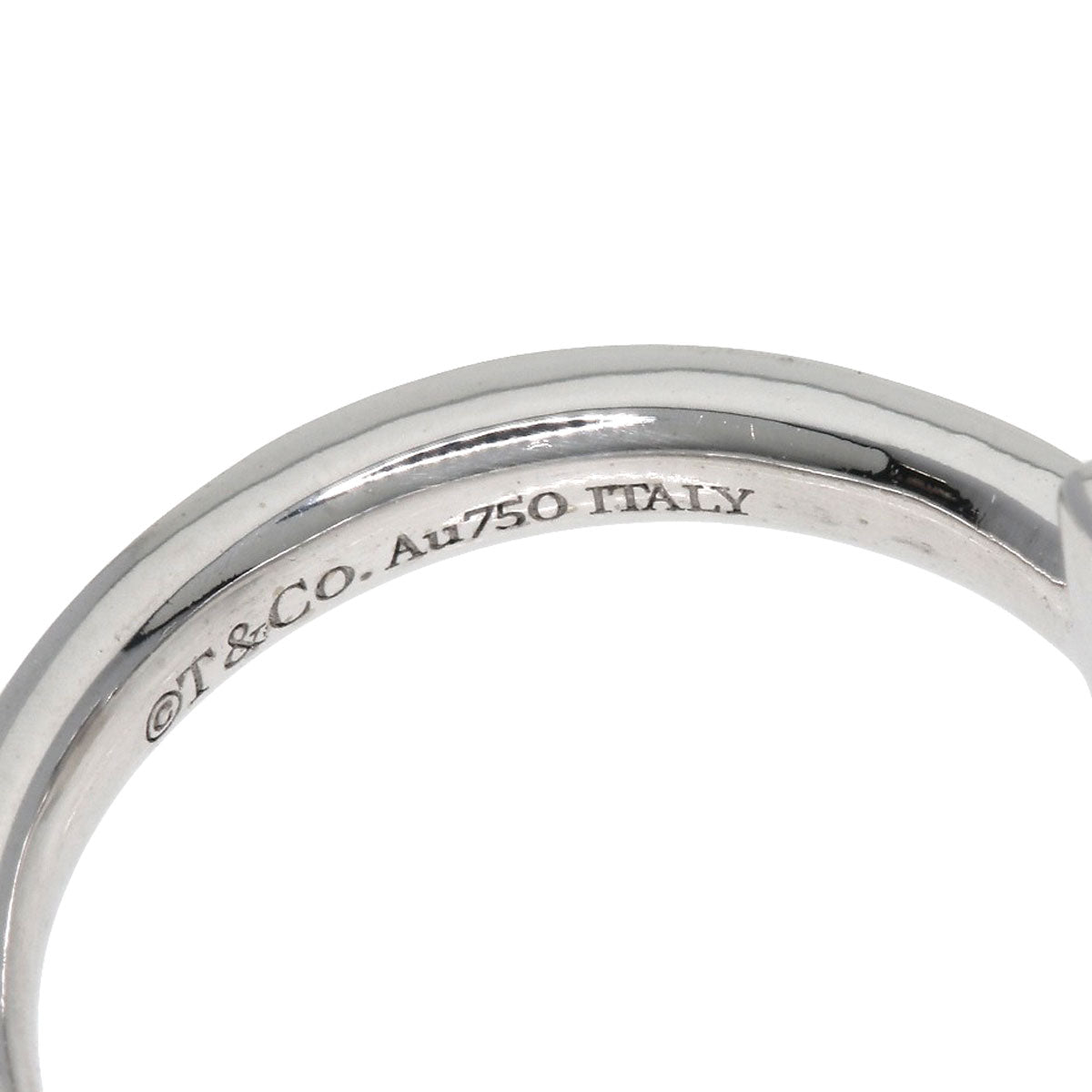 Tiffany&Co. Ring K18Wg Silver T One Half Diamond Women