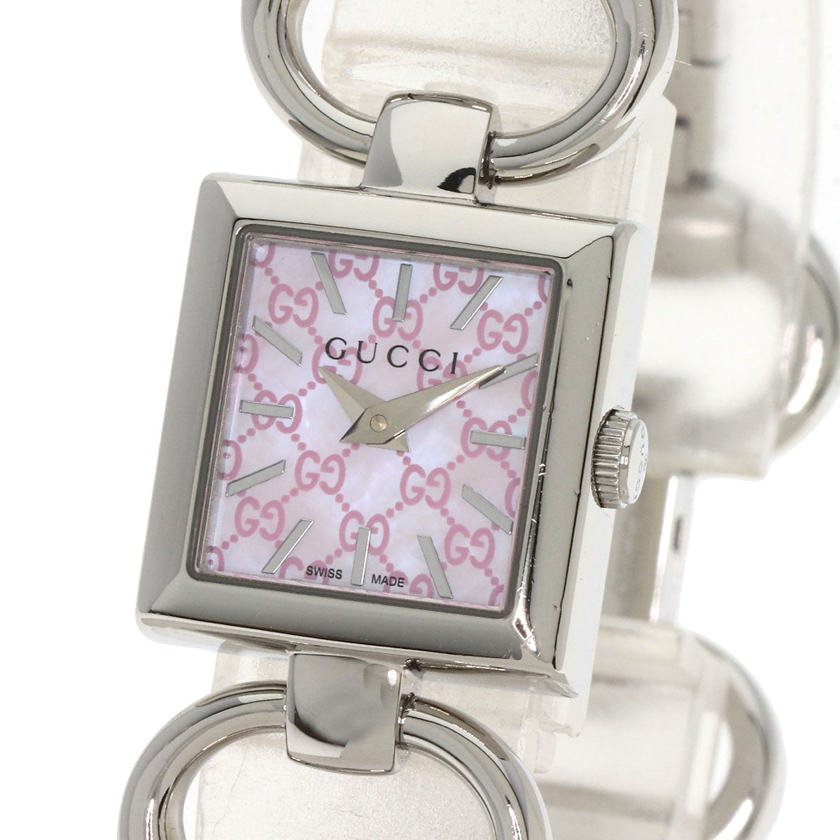 Gucci Watches Quartz Ya120 Stainless Steel , Stainless Steel Silver Tornavoni Pink Shell Dial Women