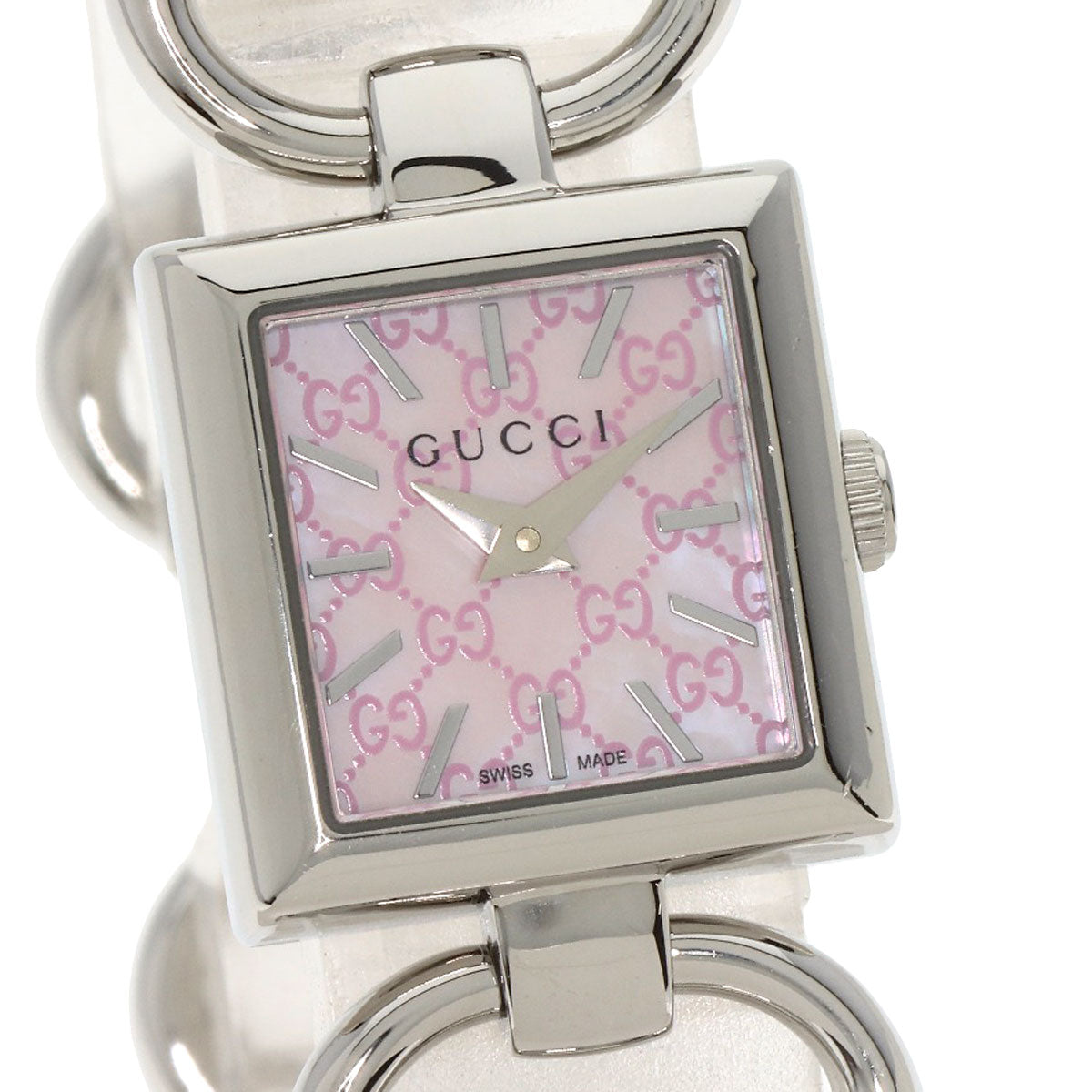 Gucci Watches Quartz Ya120 Stainless Steel , Stainless Steel Silver Tornavoni Pink Shell Dial Women