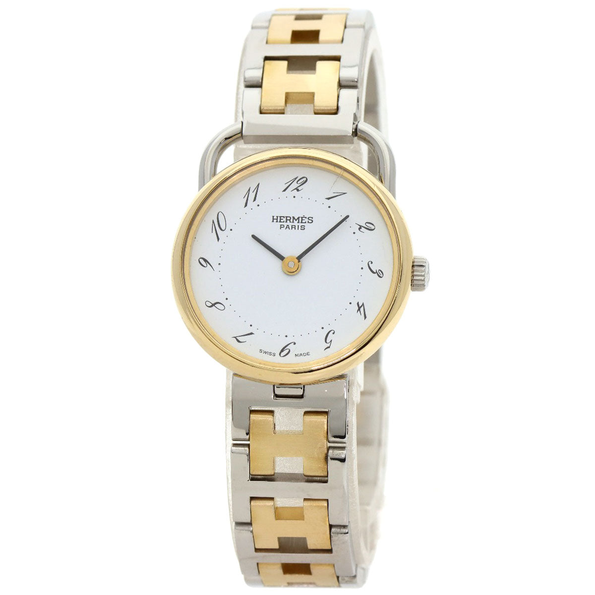 Hermes Watches Quartz Stainless Steel , Ssxgp Gold Arceau White Dial Women
