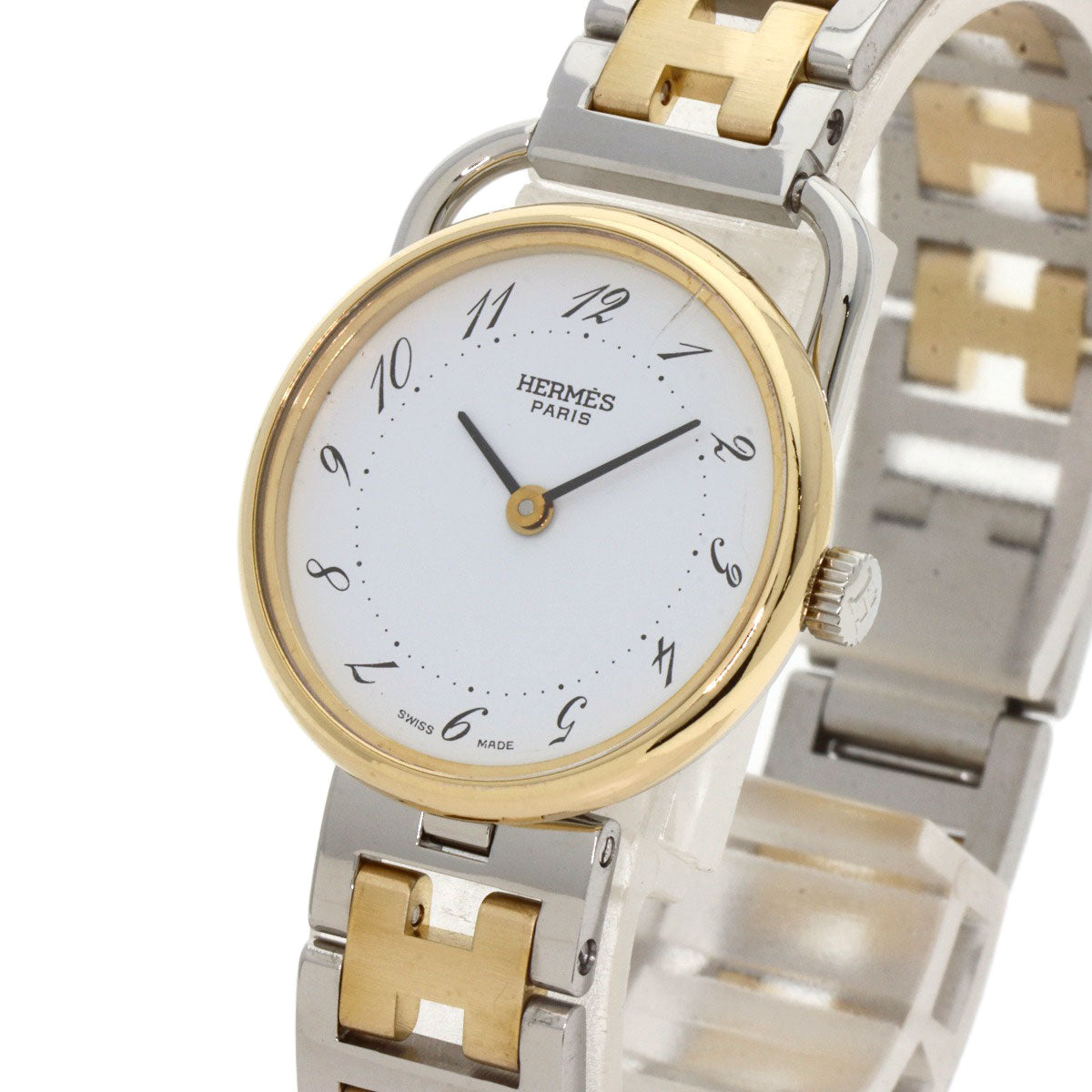 Hermes Watches Quartz Stainless Steel , Ssxgp Gold Arceau White Dial Women