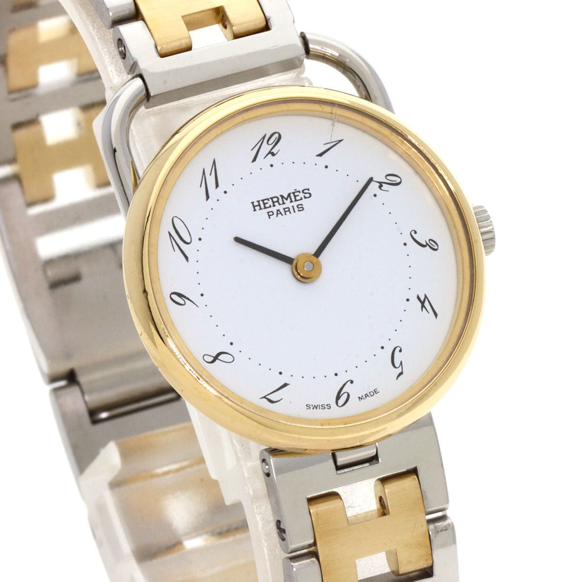 Hermes Watches Quartz Stainless Steel , Ssxgp Gold Arceau White Dial Women