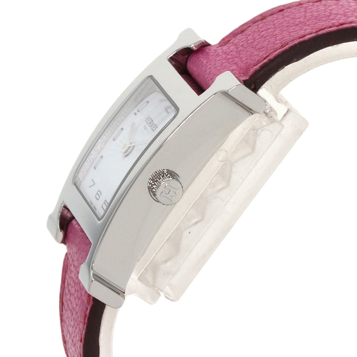 Hermes Watches Quartz Hh1.210 Stainless Steel, Leather Silver H Watch White Dial Women