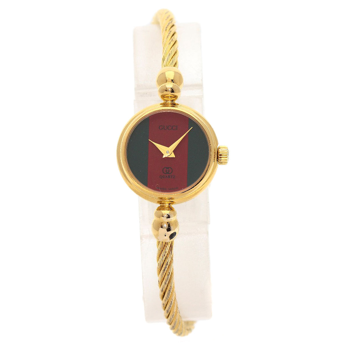 Gucci Watches Quartz 2047.1L Gold Plated , Gold Plated Gold Sherry Line Red X Green Dial Women