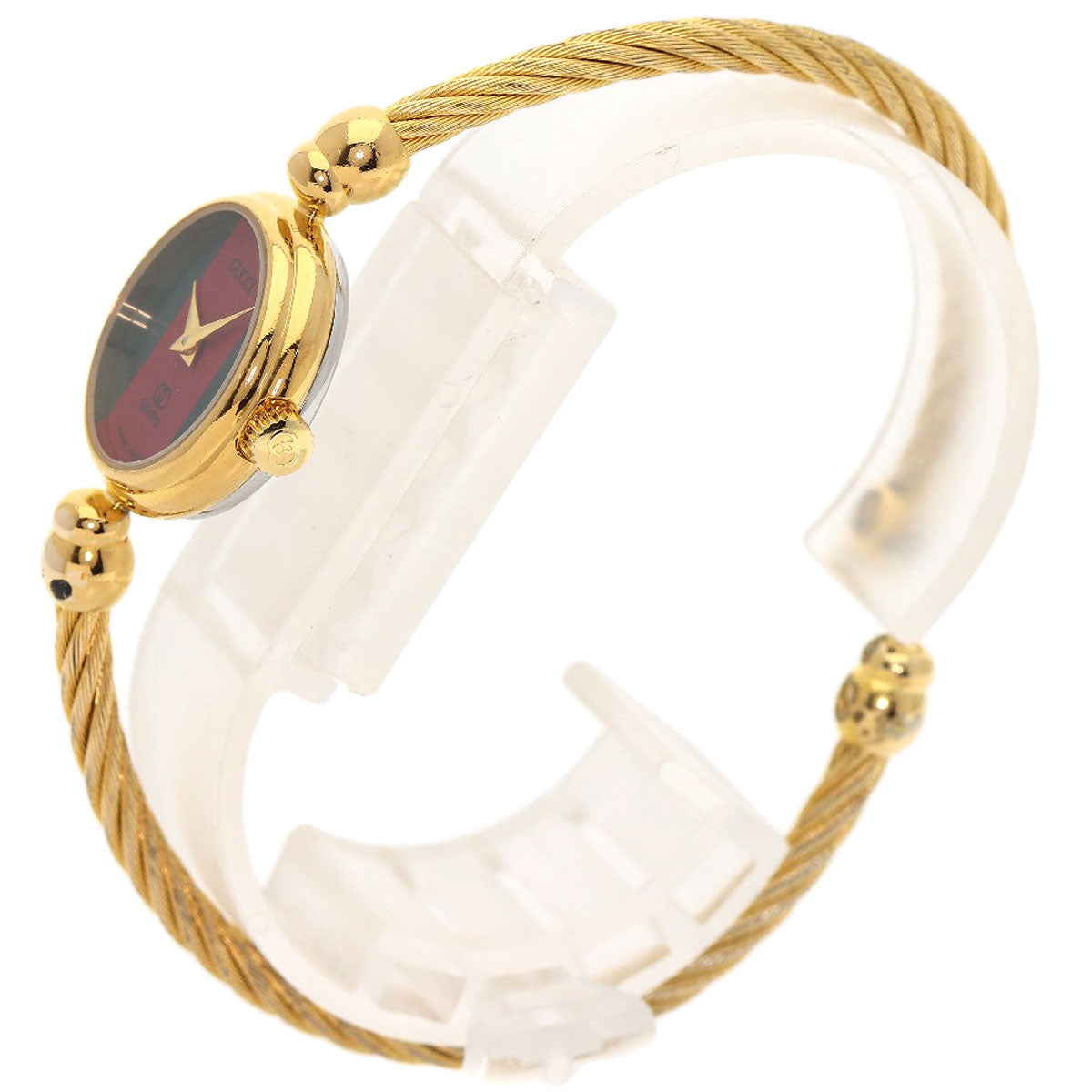 Gucci Watches Quartz 2047.1L Gold Plated , Gold Plated Gold Sherry Line Red X Green Dial Women
