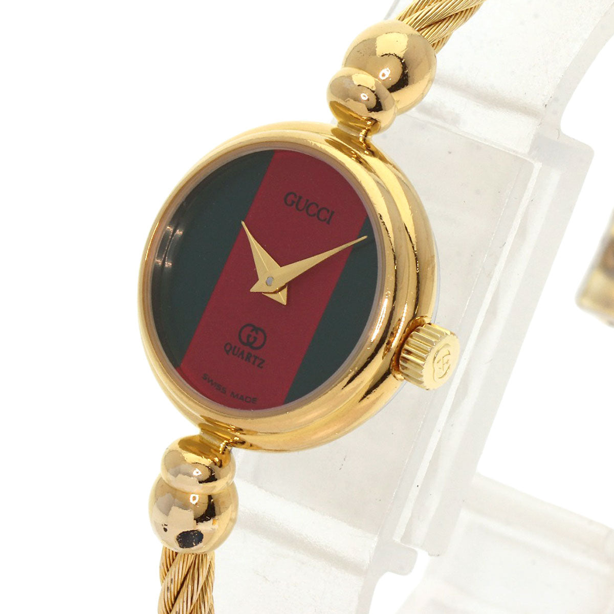 Gucci Watches Quartz 2047.1L Gold Plated , Gold Plated Gold Sherry Line Red X Green Dial Women
