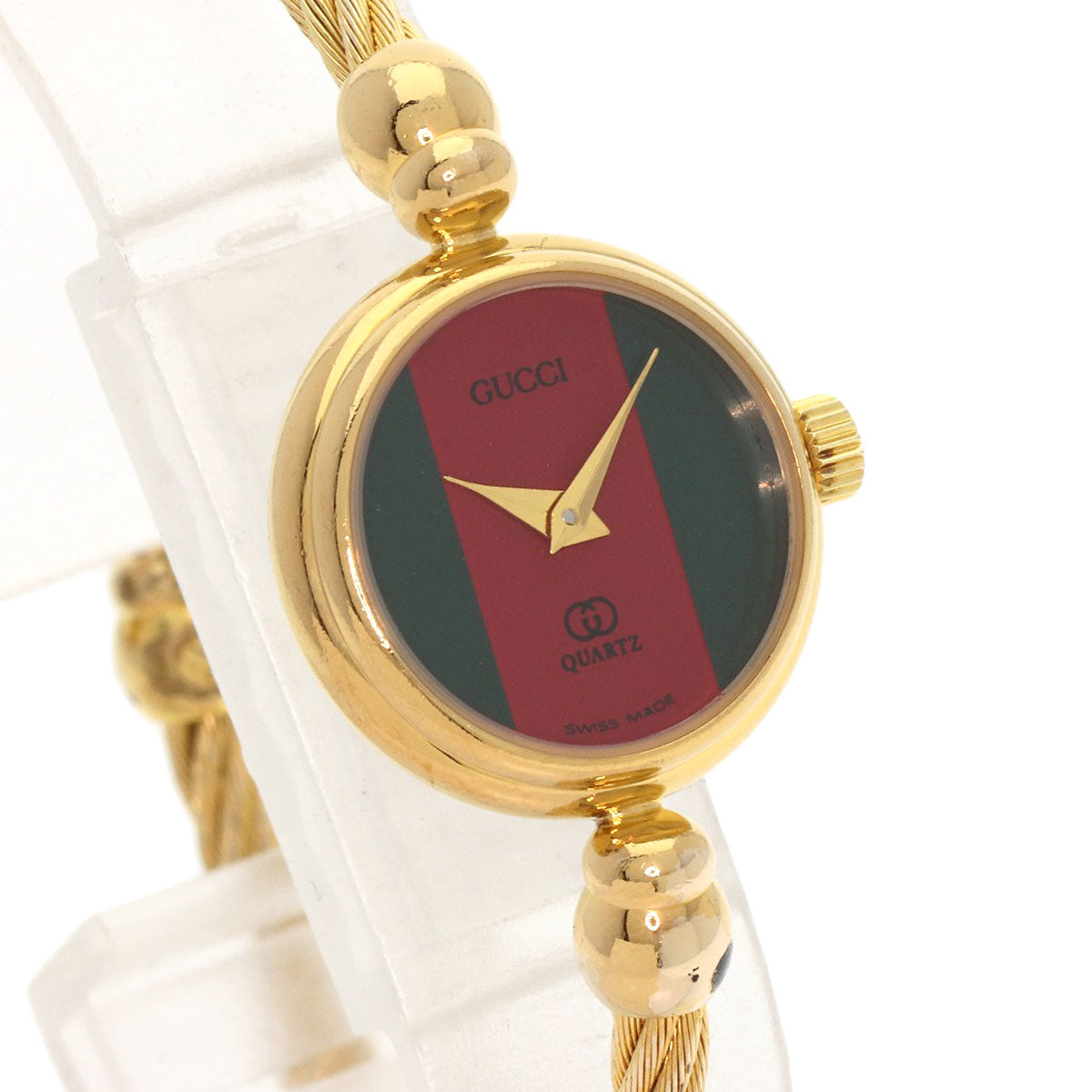 Gucci Watches Quartz 2047.1L Gold Plated , Gold Plated Gold Sherry Line Red X Green Dial Women