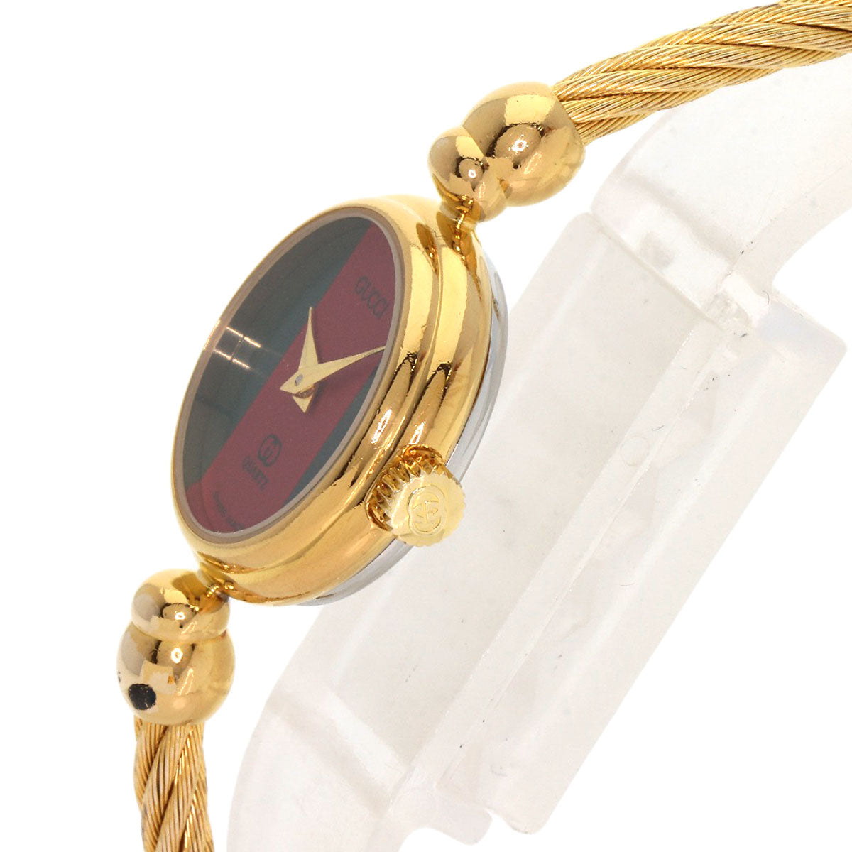 Gucci Watches Quartz 2047.1L Gold Plated , Gold Plated Gold Sherry Line Red X Green Dial Women
