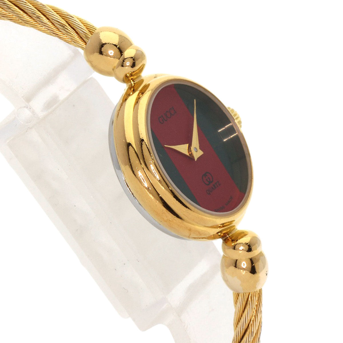 Gucci Watches Quartz 2047.1L Gold Plated , Gold Plated Gold Sherry Line Red X Green Dial Women
