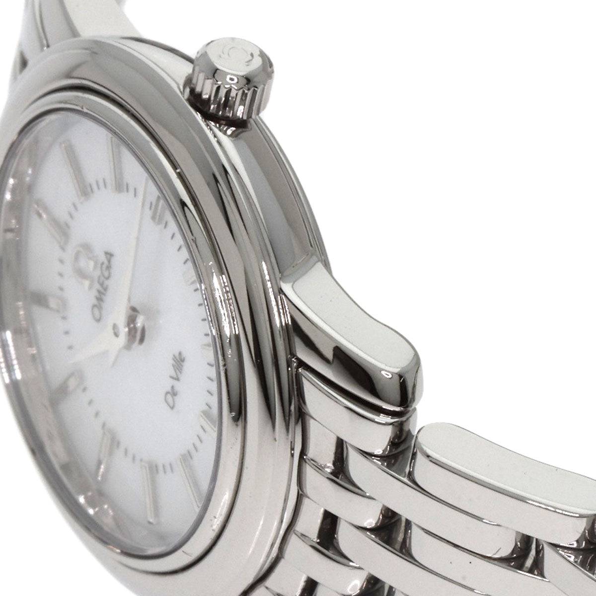 Omega Watches Quartz 4570.72 Stainless Steel Silver De Ville Prestige White Shell Dial