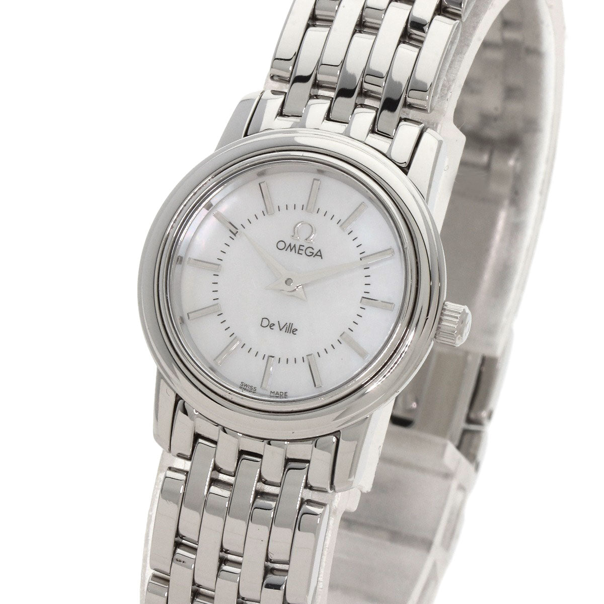 Omega Watches Quartz 4570.72 Stainless Steel Silver De Ville Prestige White Shell Dial