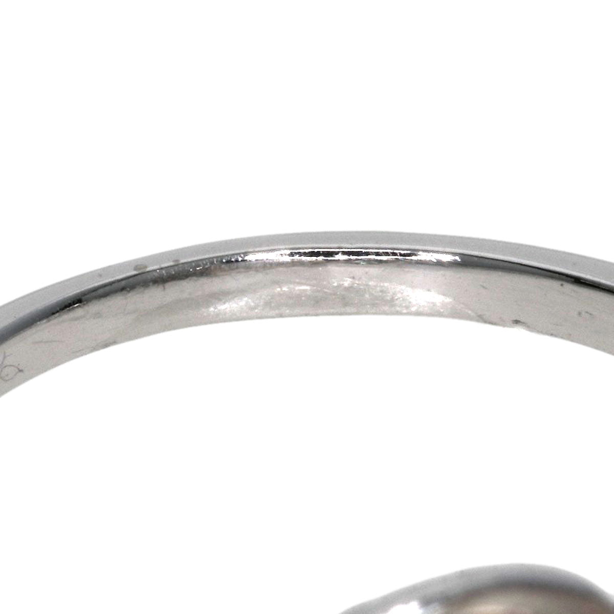 Mikimoto Ring K14Wg Silver Akoya Pearl Pearl 2P Diamond
