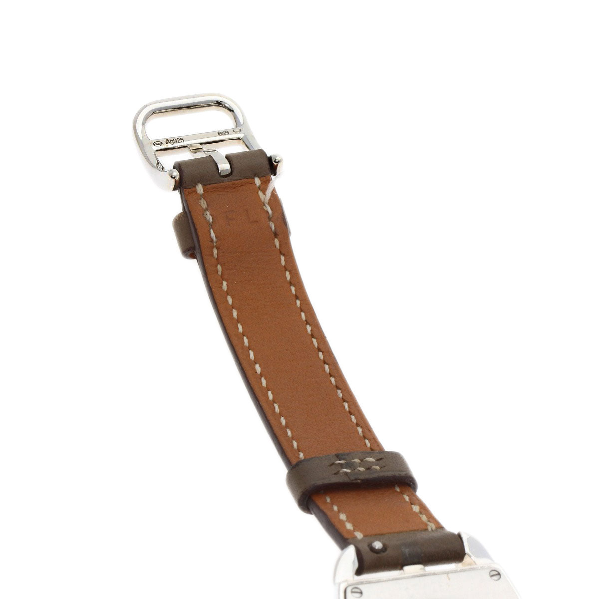Hermes Watches Quartz Ct1.250 Sv925 , Leather Silver Cape Cod Double Tour Etoupe White Dial Women
