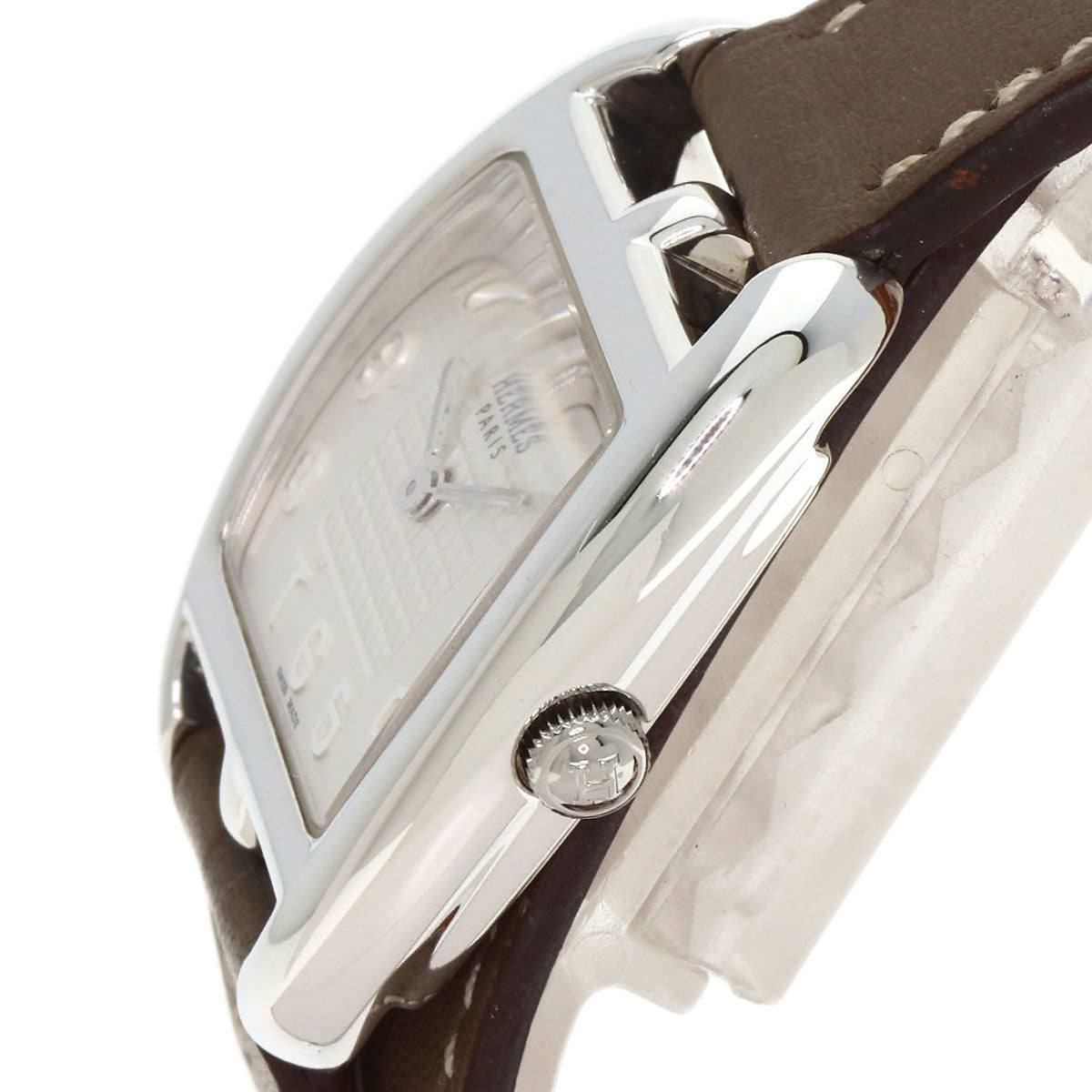 Hermes Watches Quartz Ct1.250 Sv925 , Leather Silver Cape Cod Double Tour Etoupe White Dial Women