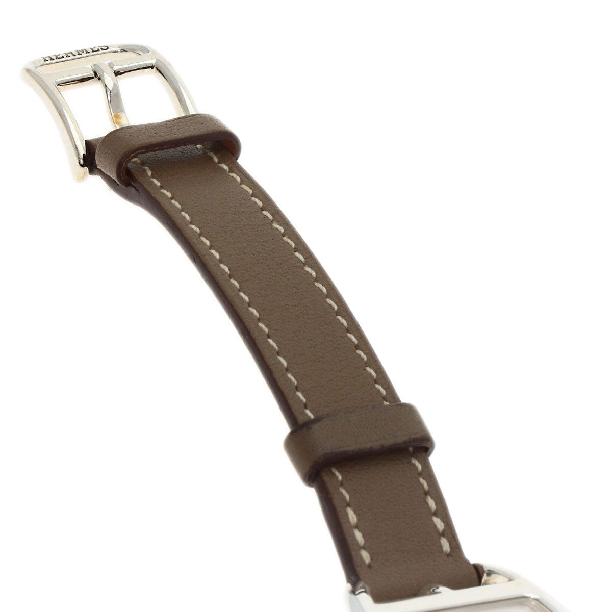 Hermes Watches Quartz Ct1.250 Sv925 , Leather Silver Cape Cod Double Tour Etoupe White Dial Women