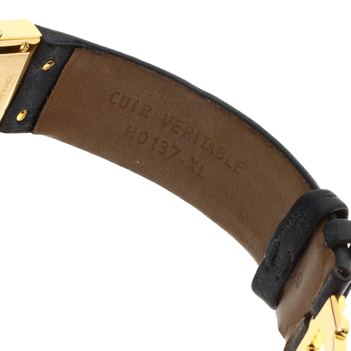 Chanel Watches Quartz H0111 K18Yg, Leather Gold Matrasse Black Dial Women
