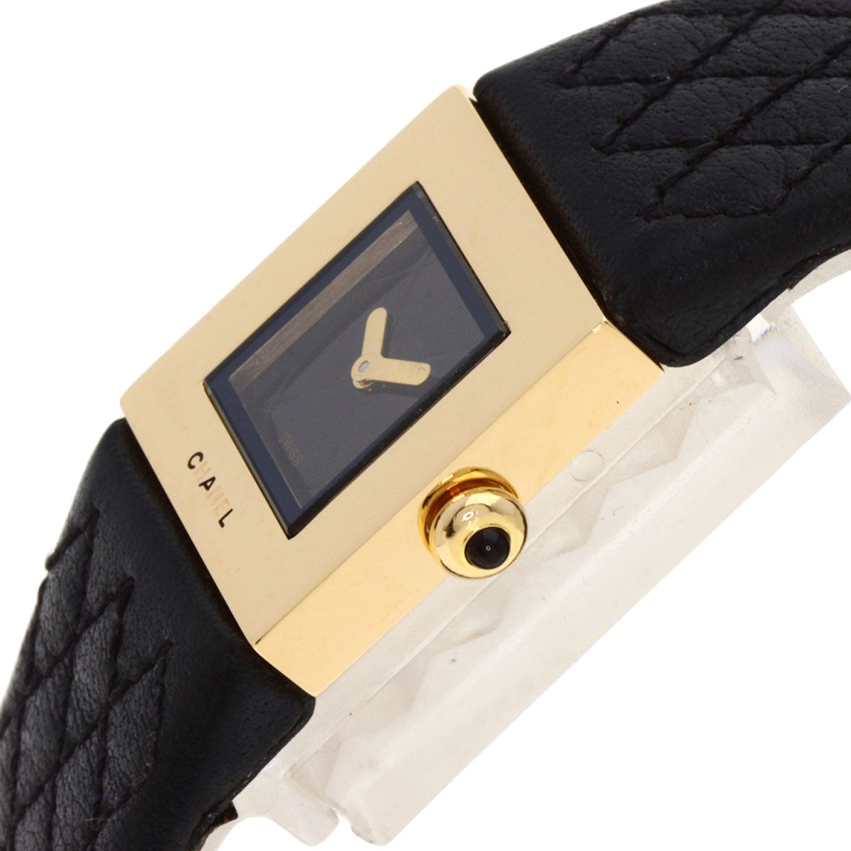 Chanel Watches Quartz H0111 K18Yg, Leather Gold Matrasse Black Dial Women