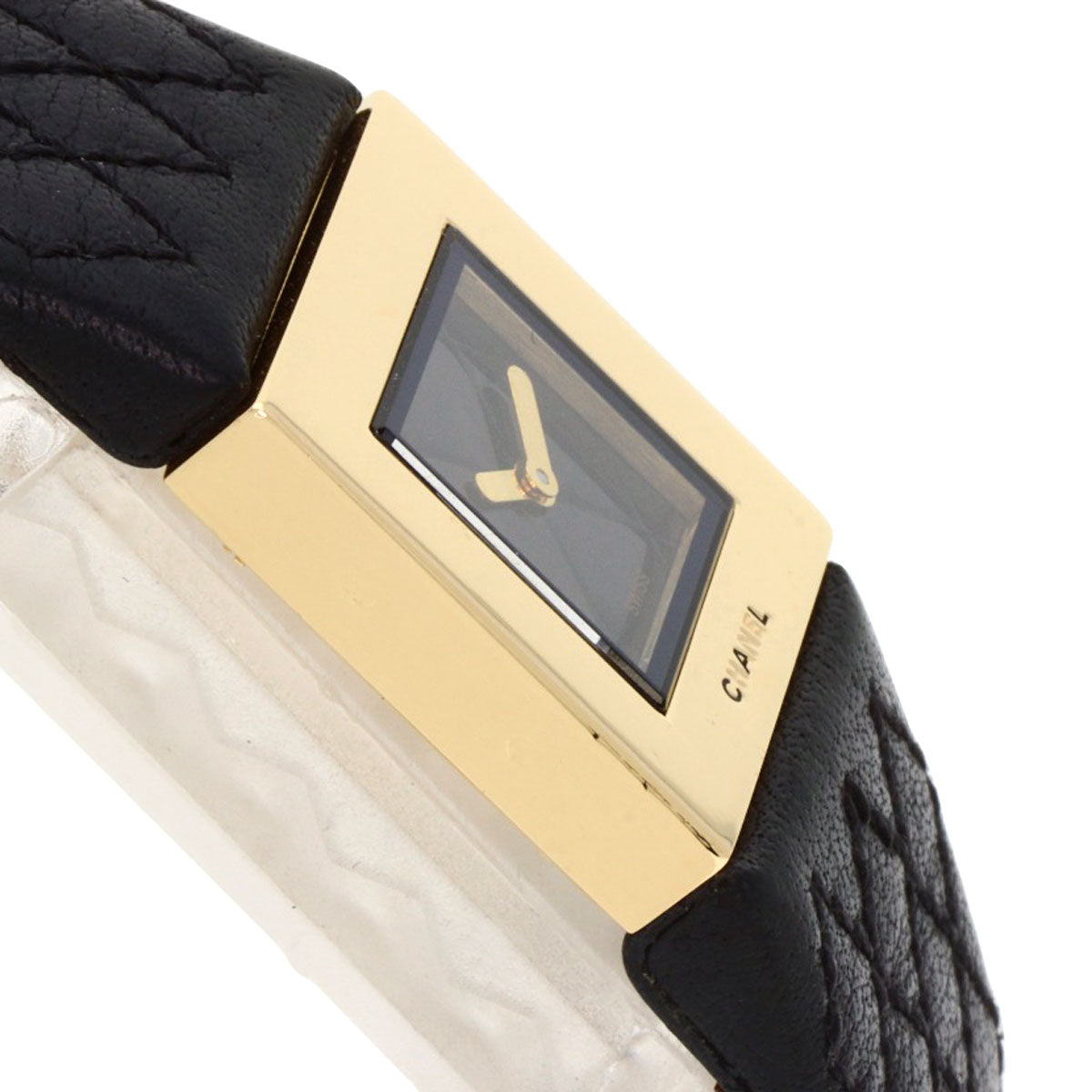 Chanel Watches Quartz H0111 K18Yg, Leather Gold Matrasse Black Dial Women