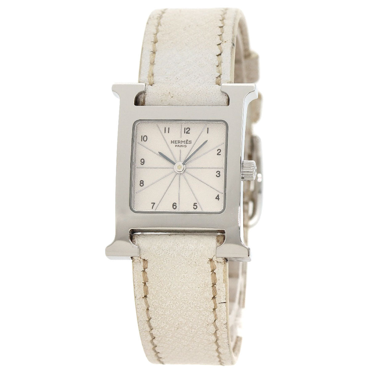 Hermes Watches Quartz Hh1.210 Stainless Steel, Leather Silver H Watch Silver Dial Women
