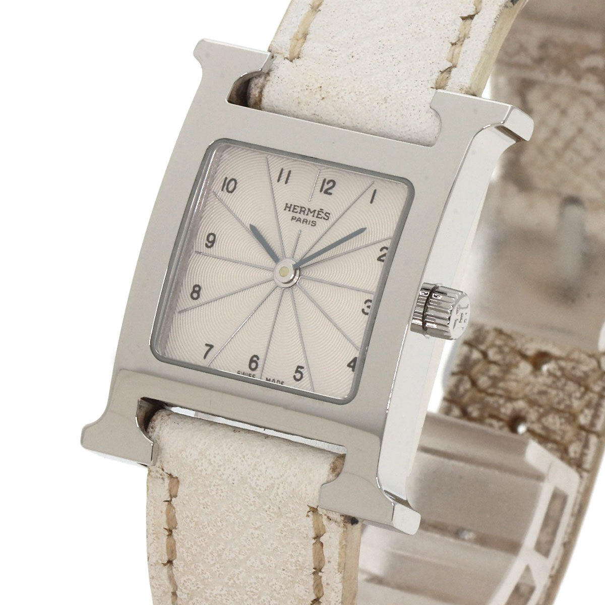 Hermes Watches Quartz Hh1.210 Stainless Steel, Leather Silver H Watch Silver Dial Women