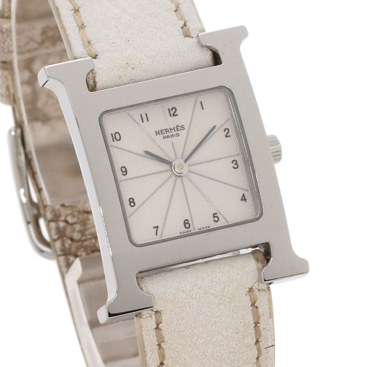 Hermes Watches Quartz Hh1.210 Stainless Steel, Leather Silver H Watch Silver Dial Women
