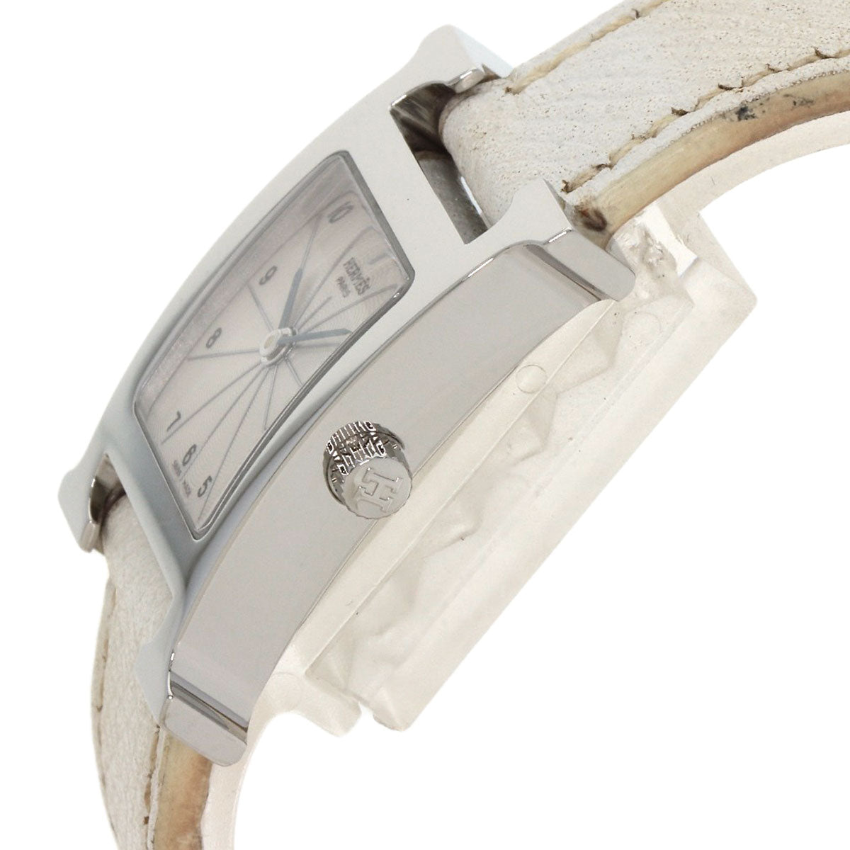 Hermes Watches Quartz Hh1.210 Stainless Steel, Leather Silver H Watch Silver Dial Women