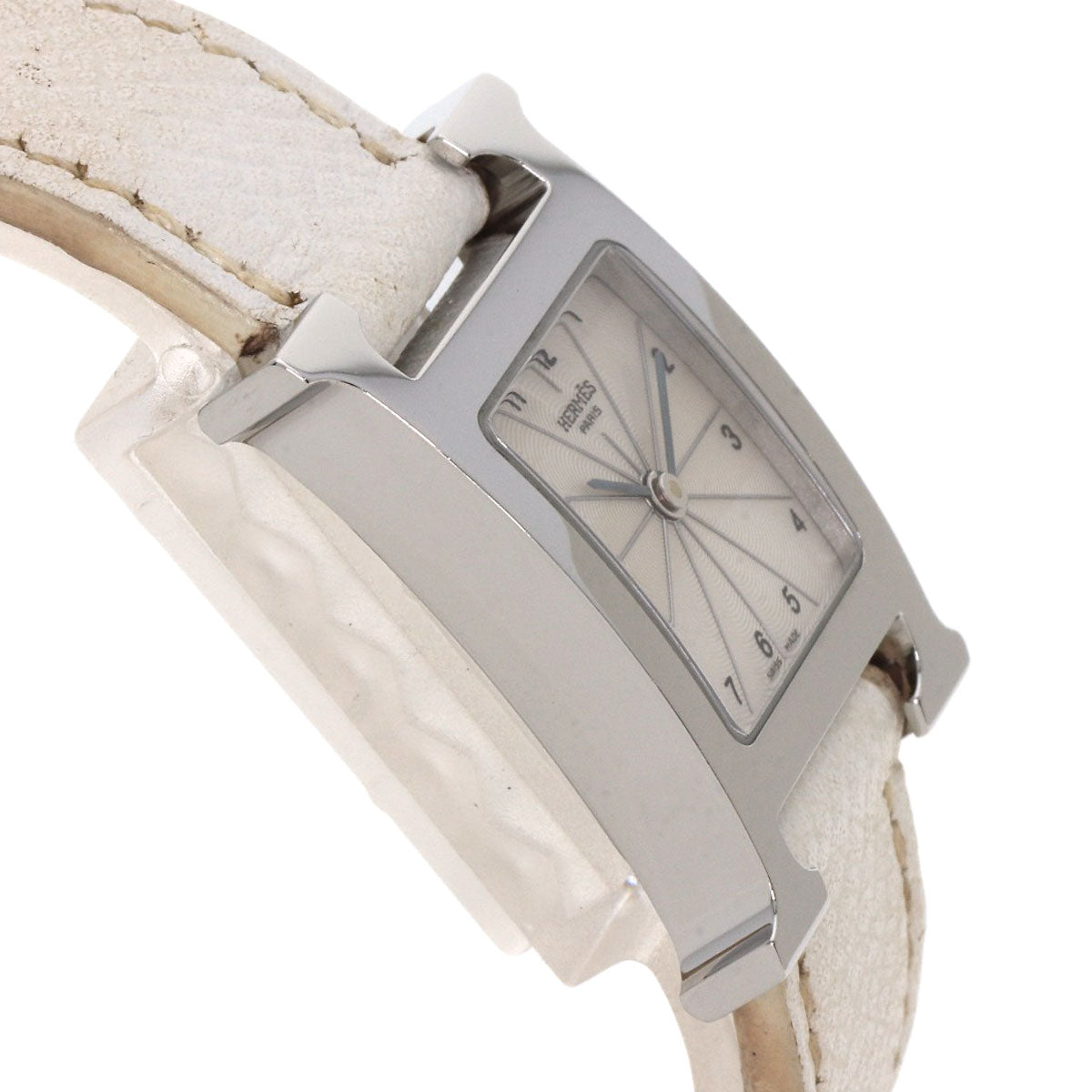 Hermes Watches Quartz Hh1.210 Stainless Steel, Leather Silver H Watch Silver Dial Women
