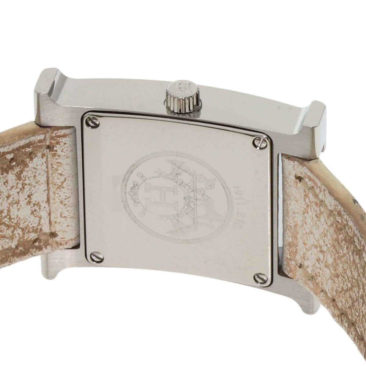 Hermes Watches Quartz Hh1.210 Stainless Steel, Leather Silver H Watch Silver Dial Women