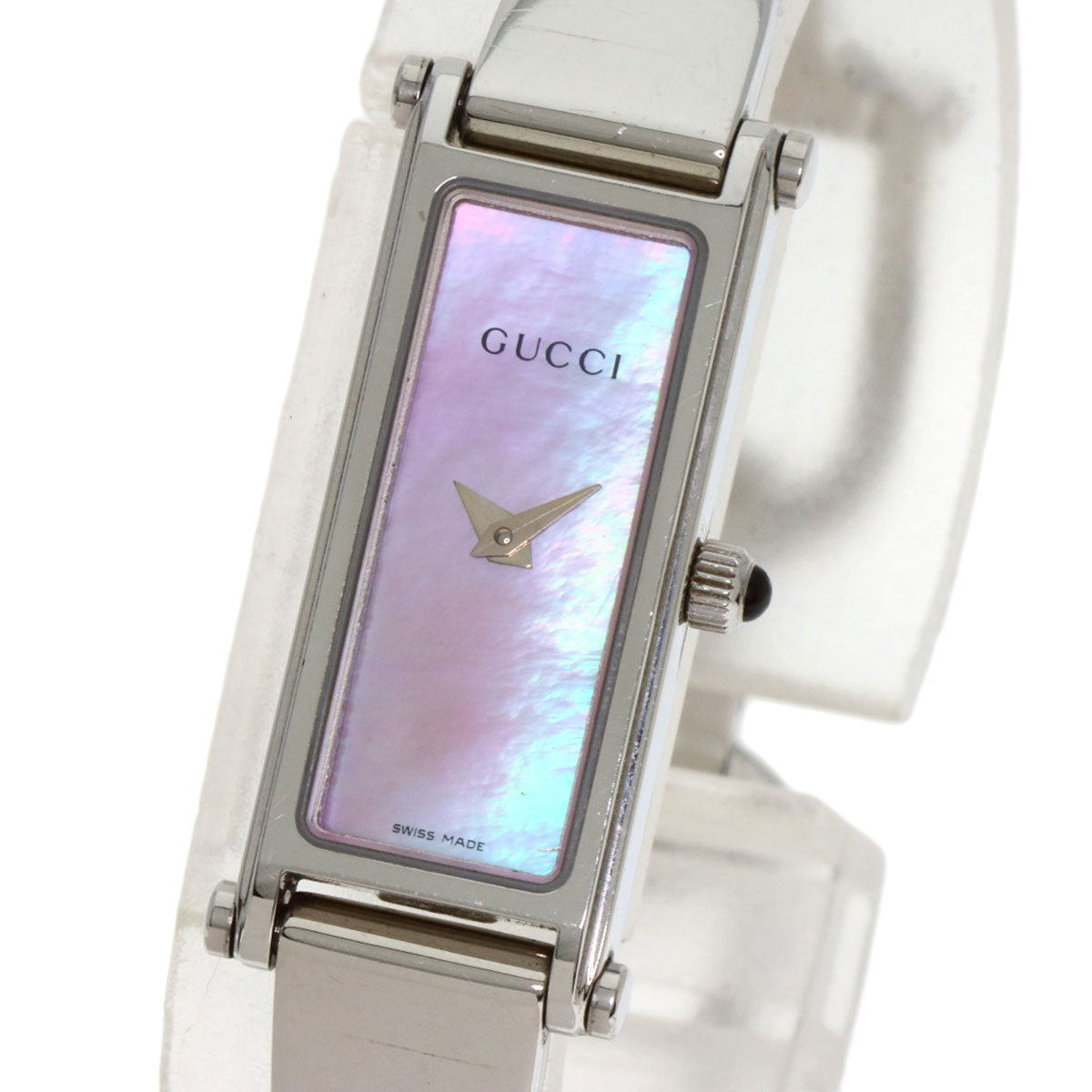 Gucci Watches Quartz 1500L Stainless Steel , Stainless Steel Silver Square Face Pink Shell Dial