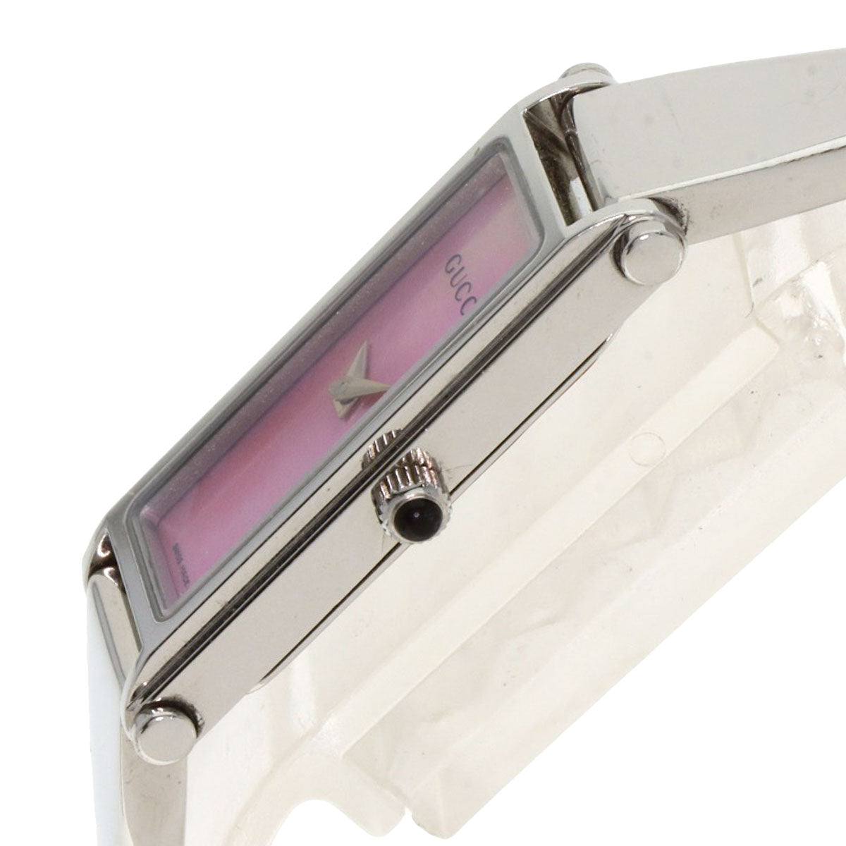 Gucci Watches Quartz 1500L Stainless Steel , Stainless Steel Silver Square Face Pink Shell Dial