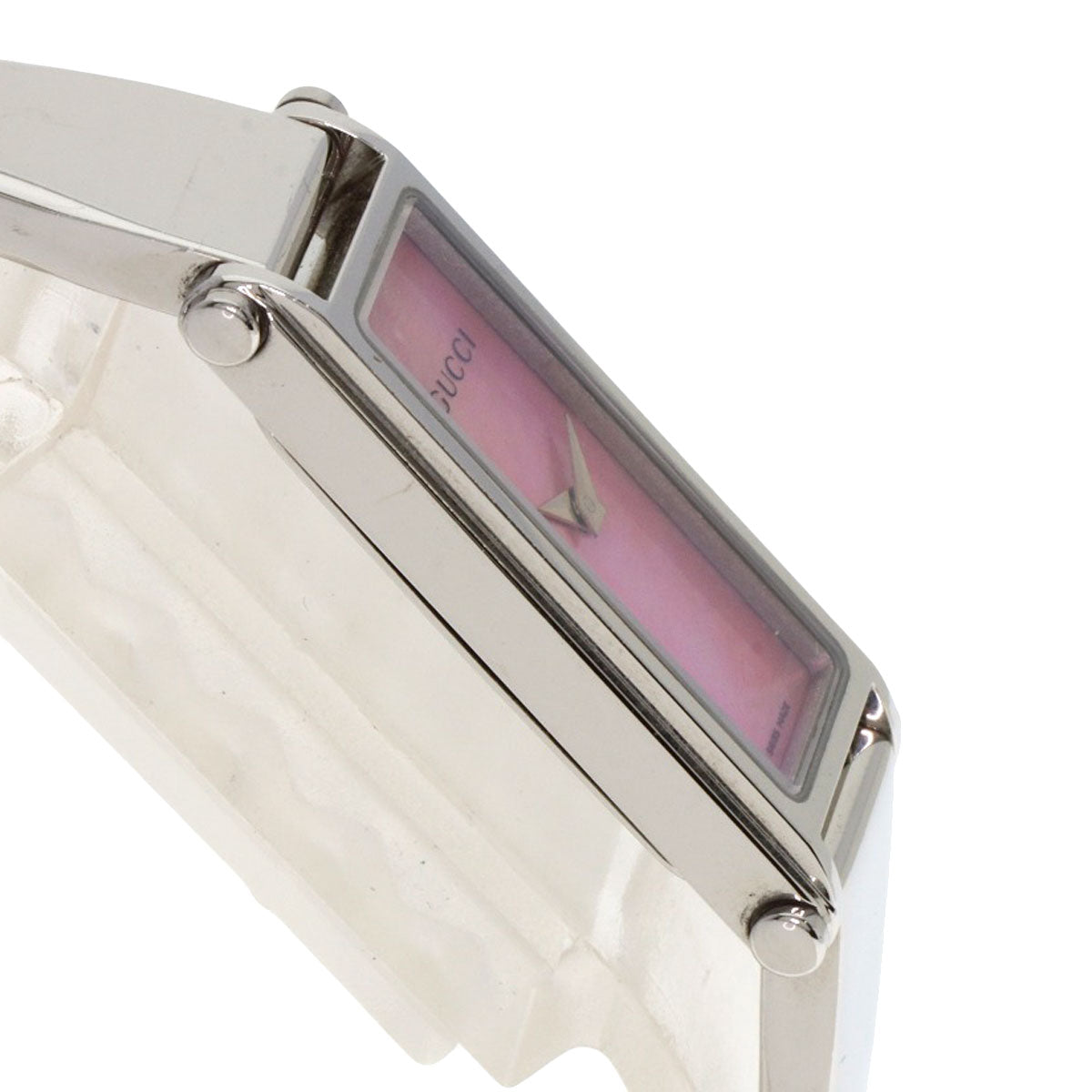 Gucci Watches Quartz 1500L Stainless Steel , Stainless Steel Silver Square Face Pink Shell Dial