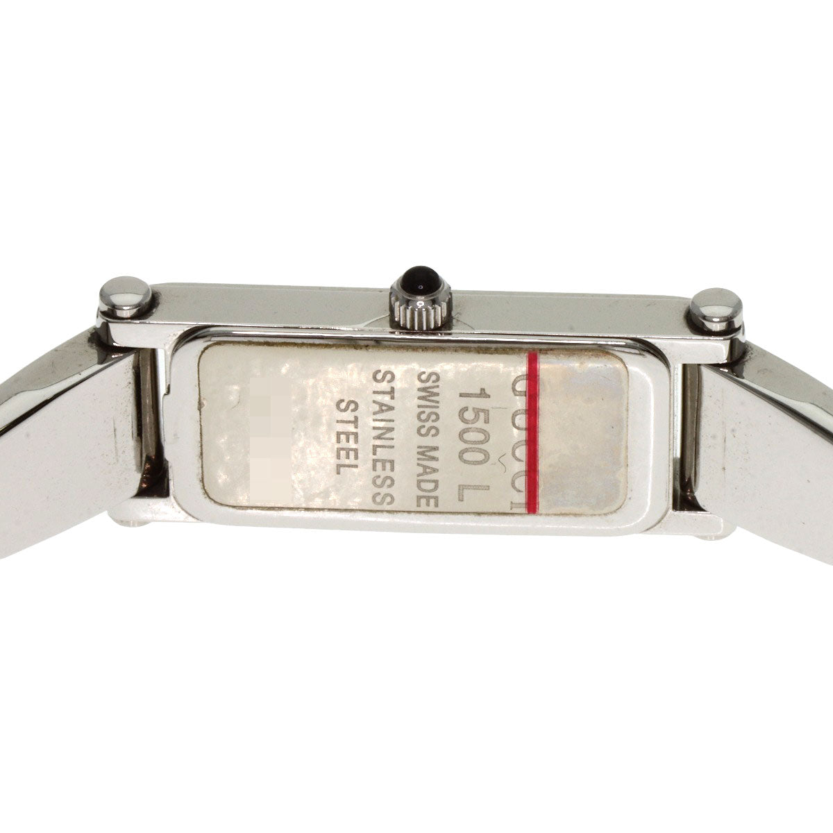 Gucci Watches Quartz 1500L Stainless Steel , Stainless Steel Silver Square Face Pink Shell Dial