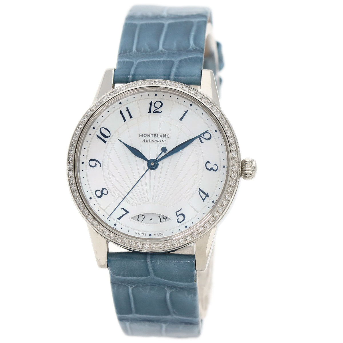 Montblanc Watches Mechanical Automatic Mb118772 Stainless Steel, Leather Silver Boheme Diamond