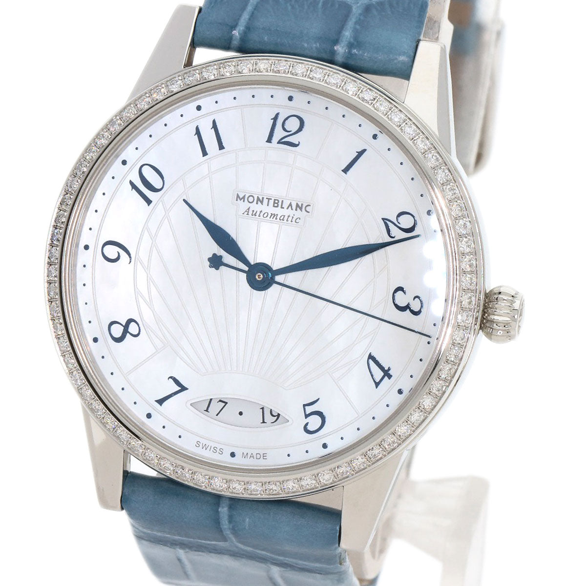 Montblanc Watches Mechanical Automatic Mb118772 Stainless Steel, Leather Silver Boheme Diamond